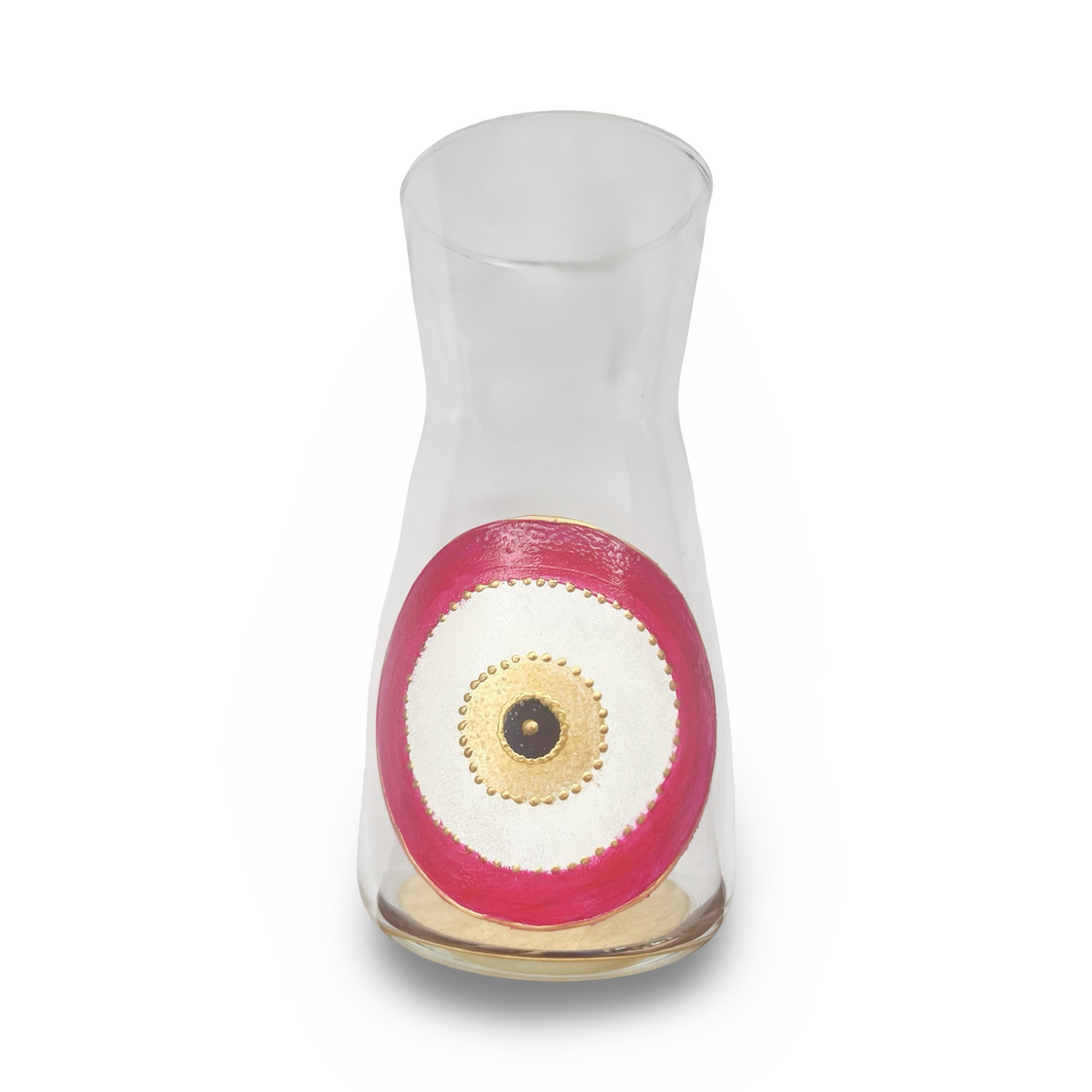 Hand Painted Evil Eye Nazar Red Water Carafe Jug