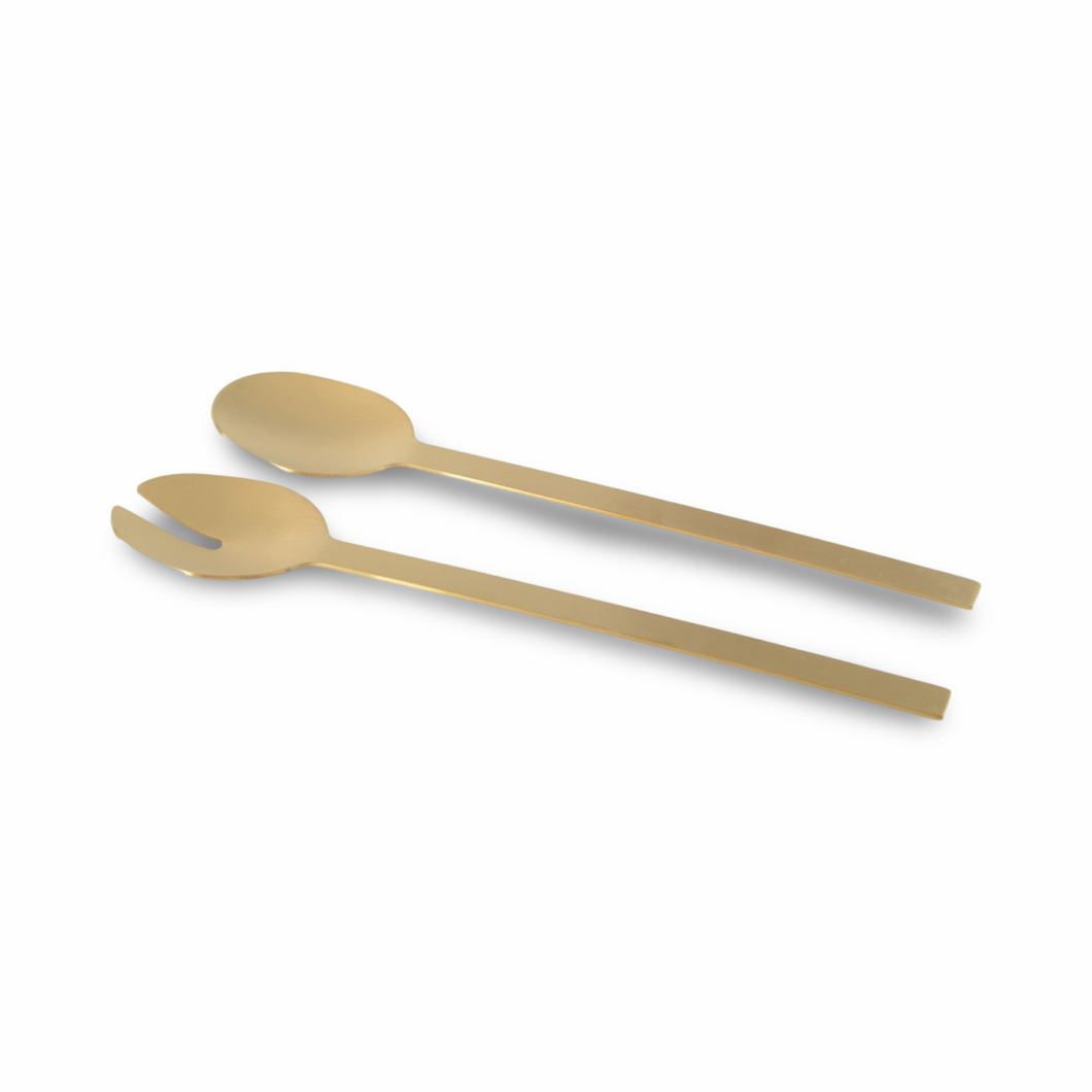 Brushed Gold Metal Salad Servers