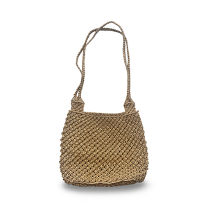 Gold Rafiya Shoulder Bag Beach Bag