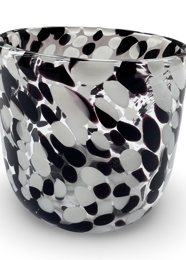 Black and White Blown Glass Candle Holder