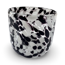 Load image into Gallery viewer, Black and White Blown Glass Candle Holder
