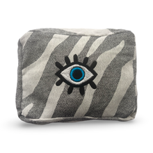 Load image into Gallery viewer, Gray Cosmetic Pouch with Evil Eye Nazar Embroidery
