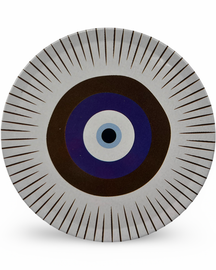 Aluminum Evil Eye Coaster with Cork Base