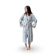 Load image into Gallery viewer, Blue Geometric Design Robe with Embroidery
