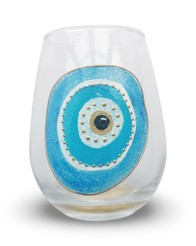 Hand-Painted Evil Eye Water Glass