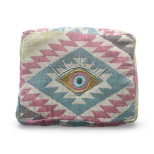 Load image into Gallery viewer, Multi-Colored Embroidered Evil Eye Cosmetic Pouch
