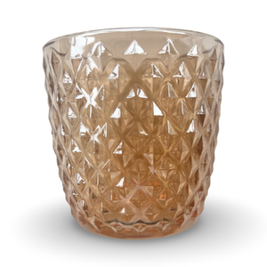 Gold Glass Geocut Candle Votive Holder