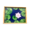 Hand Painted Wooden Tray with Pink Water Lily