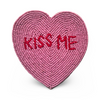 Pink Heart Shaped Beaded Coaster with Kiss Me