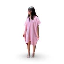 Load image into Gallery viewer, Pink Cotton Cover Up Dress with Embroidery
