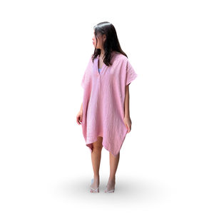 Pink Cotton Cover Up Dress with Embroidery