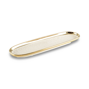 Gold and Cream Ceramic Oval Plate Tray