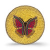 Yellow Beaded Coaster with Red Butterfly