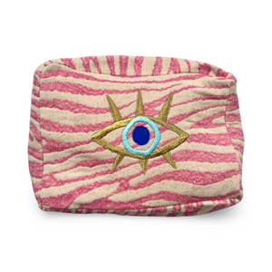 Pink & White Salima Cosmetic Pouch