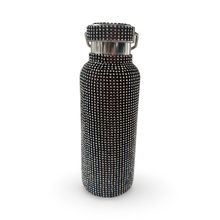 Load image into Gallery viewer, Rhinestone Black Silver Water Bottle
