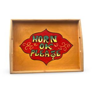 Hand Painted Horn OK Please Wooden Tray