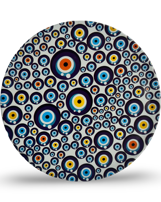 Colorful Aluminum Evil Eye Coaster with Cork Base