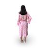 Pink Geometric Design Robe with Evil Eye Embroidery