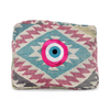 Multi-Colored Embroidered Evil Eye Cosmetic Pouch