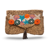 Beige Rafiya Clutch with Seashells Embroidery