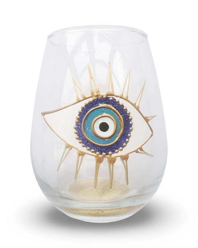 Hand-Painted Evil Eye Water Glass
