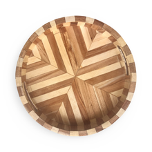 Load image into Gallery viewer, Round Wooden Lines Pattern Tray
