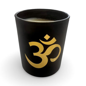 Black Lemongrass Candle with Gold OM