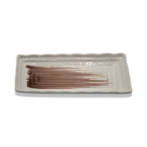 White Brown Rustic Ceramic Serving Plate