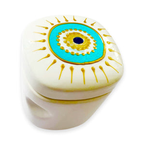 Hand Painted Porcelain Evil Eye Nazar Candle with Cover