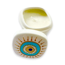 Load image into Gallery viewer, Hand Painted Porcelain Evil Eye Nazar Candle with Cover

