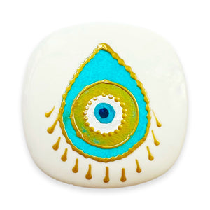 Hand Painted Porcelain Evil Eye Nazar Candle with Cover