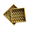 Gold Hexagon Design Wooden Tray Set