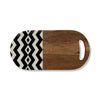 Wooden Cheeseboard with Black and White Zigzag Pattern