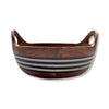 Wooden Black and White Striped Salad Bowl with Handles