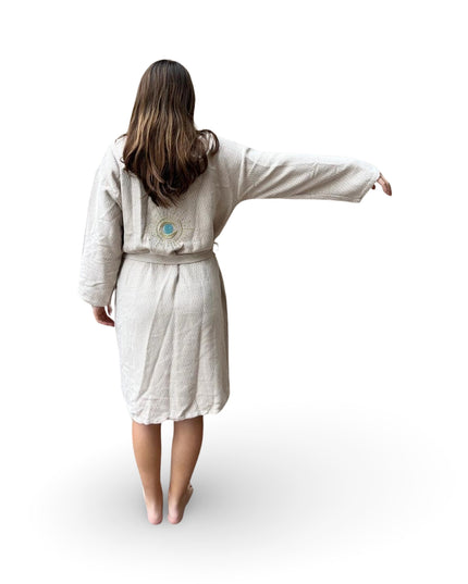Beige Robe with Evil Eye Embroidery