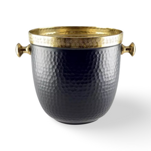 Hammered Black Gold Metal Champagne Bucket