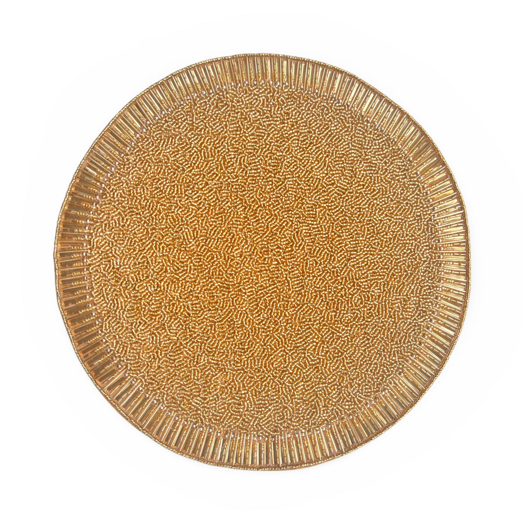 Gold  Beaded Round Placemat
