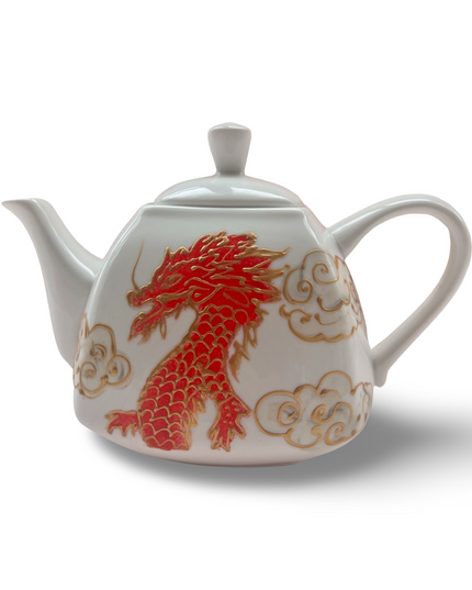 Red Hand-painted Dragon Teapot
