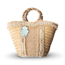 Load image into Gallery viewer, White Hand Beaded Beach Straw Bag 
