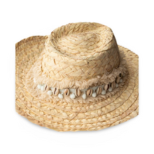 Load image into Gallery viewer, White Hand Beaded Beach Straw Hat
