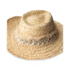 White Hand Beaded Beach Straw Hat
