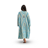 Blue Tribal Print Robe with Evil Eye Embroidery