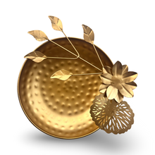 Load image into Gallery viewer, Hammered Gold Bowls with Flower Accents
