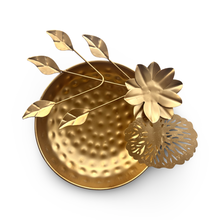 Load image into Gallery viewer, Hammered Gold Bowls with Flower Accents
