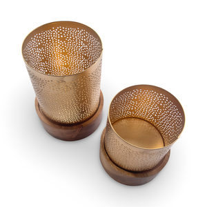 Gold and Wood Candle Holders