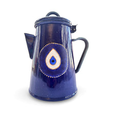 Load image into Gallery viewer, Blue Metal Hand-Painted Evil Eye Teapot
