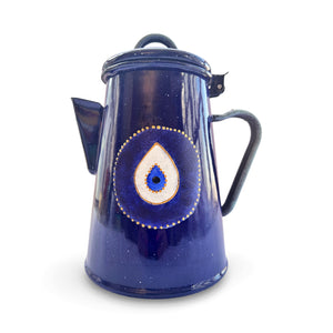 Blue Metal Hand-Painted Evil Eye Teapot