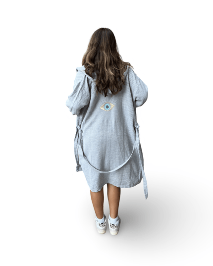 Gray Robe with Evil Eye Embroidery