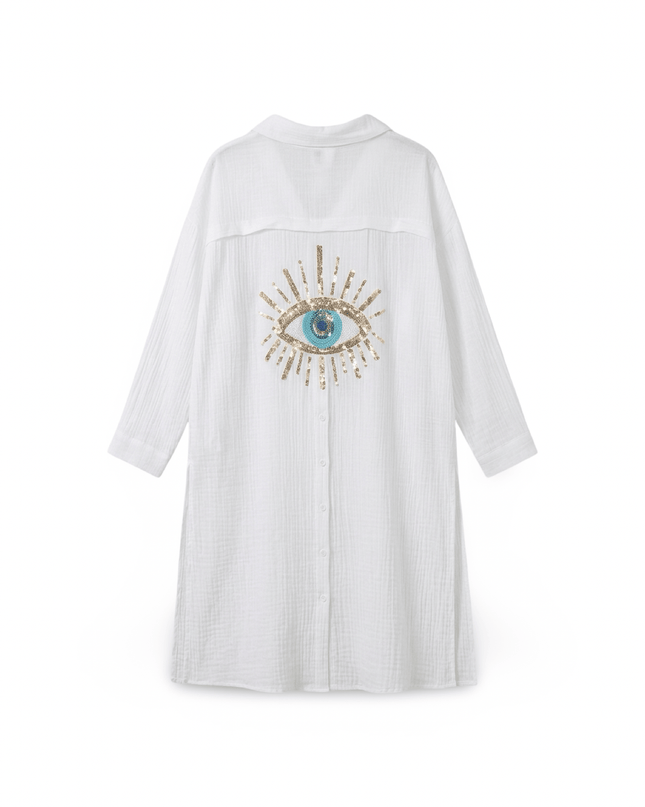 Mina White Evil Eye Shirt