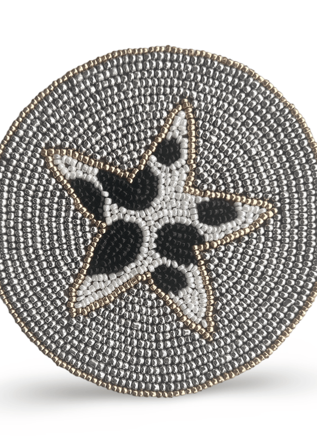 Gray Coaster with Black and White Star